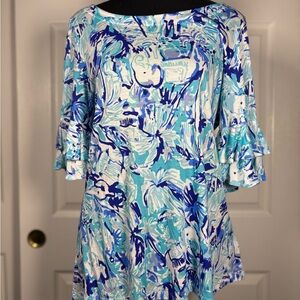 Lilly Pulitzer Blue and White Tropical Tunic